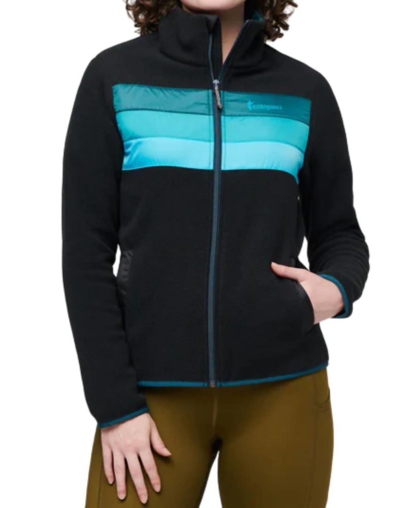 Front of a model wearing a size L Women's Teca Fleece Full-Zip Jacket in Dive In in Dive In by cotopaxi. | dia_product_style_image_id:363381